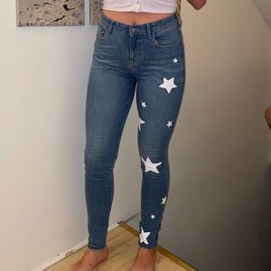 CUSTOM PAINTED Old Navy Rockstar light wash jeans